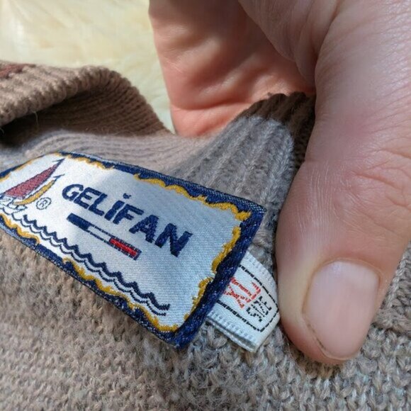 Vintage Gelifan V Neck Geometric Pattern Sweater Men Size XL - Picture 2 of 9